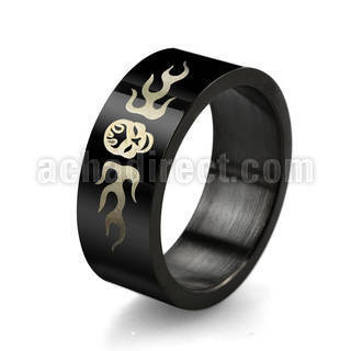 srb5 anillo acero inoxidable anodizado negro calavera llamas distribuidor mayorista