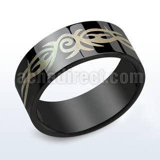 srb9 anillo acero inoxidable anodizado negro tribal distribuidor