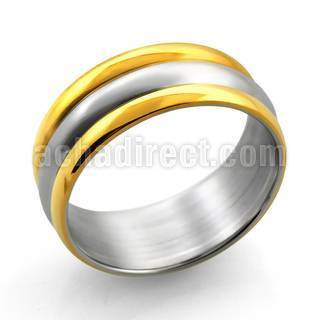 srg5 matte stainless steel ring w tri band two gold lines