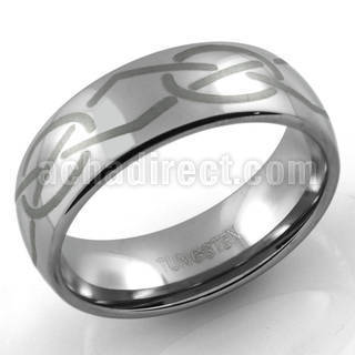sru44 tungsten ring with 45 square rounded celtic knot
