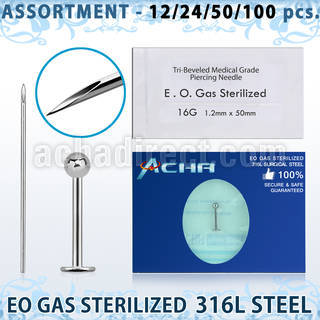 sset03 kit piercings profesional 100 labrets acero quirurgico 316l bola 3mm 100 agujas acero quirurgico esterilizadas distribuidor