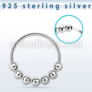 sterling silver nose hoop w seven fixed 2mm balls 