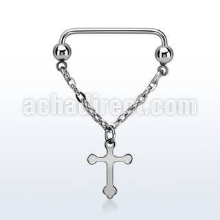 suddl3 steel industrial surface barbell chain dangling cross