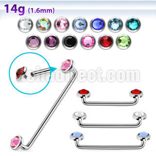 sudijf5 internal steel surface barbell w 2 5mm flat crystal top
