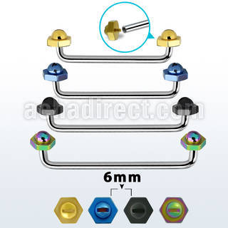 sudita6 barbell superficial industrial acero quirurgico rosca interna 90 grados formas tuerca tornillo hexagonal pvd 6mm distribuidor mayorista