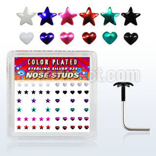 sxphs caja display piercing nariz l plata 0 6mm corazon estrella colores distribuidor