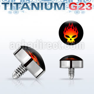 talg11 microdermal titanio g23 disco 4mm logo calavera llamas rosca interna base microdermal 2mm 2 5mm al por mayor