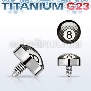 talg5 titanium g23 dermal anchor top part with 8 ball logo