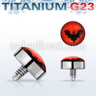 talg8 microdermal titanio g23 disco 4mm logo murcielago fondo rojo rosca interna base microdermal 2mm 2 5mm mayorista