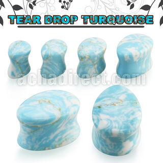 tgsc turquoise double flare saddle plug teardrop shape