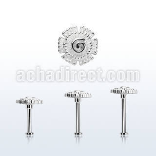 tlb39 labret tragus acero 316l base redonda 2 5mm tragus piercing flor lisa la esta plata distribuidor