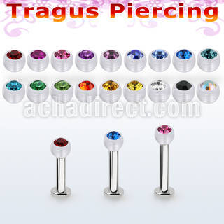 tlbajb3 labret tragus acero 316l base redonda 2 5mm tragus piercing 3mm bola bio flexible cristal bisel al por mayor