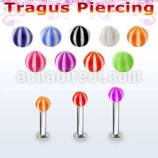 tlbbeb3 labret tragus acero 316l base redonda 2 5mm tragus piercing pelota playa acrilico uv 3mm mayorista