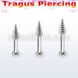 tlbcn4c labret tragus acero 316l base redonda 2 5mm tragus piercing cono 4mm perforado al por mayor