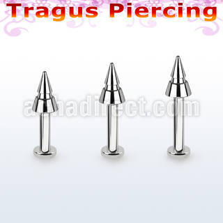 tlbcn4e labret tragus acero 316l base redonda 2 5mm tragus piercing conos 4mm hendiduras distribuidor