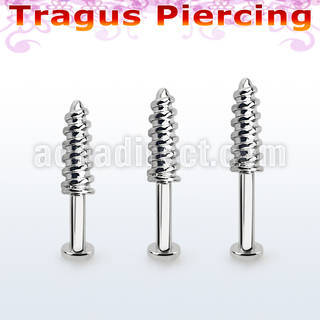 tlbescw labret tragus acero 316l base redonda 2 5mm tragus piercing rosca tornillo venta