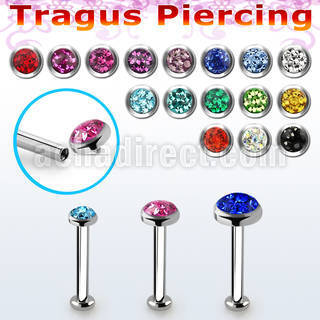 tlbifrc piercing labret tragus acero 316l rosca interna base redonda 2 5mm 3 5mm multi cristal ferido al por mayor