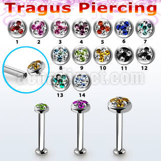 tlbifrd piercing labret tragus acero 316l rosca interna base redonda 2 5mm 3 5mm multi cristal ferido tri estrella medio venta