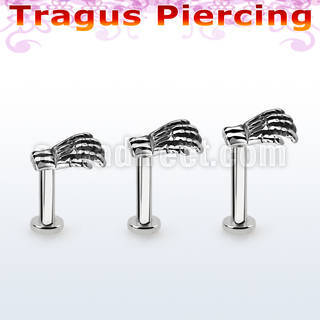 tlbskhd labret tragus acero 316l base redonda 2 5mm tragus piercing mano esqueleto acero 316l distribuidor