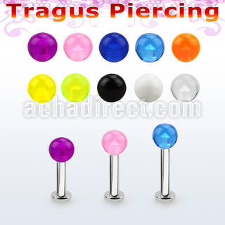tlbvb4s labret tragus acero 316l base redonda 2 5mm tragus piercing bola acrilica uv 4mm al por mayor