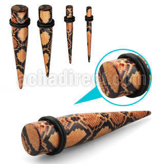 tpabr expansor acrilico negro piel serpiente impresa anillos goma dobles al por mayor