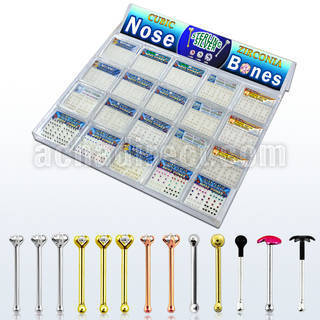 tranb2 display piercing nariz plata piercing nariz hueso plata 18 kts zirconia cristal bola lisa corazon estrella al por mayor
