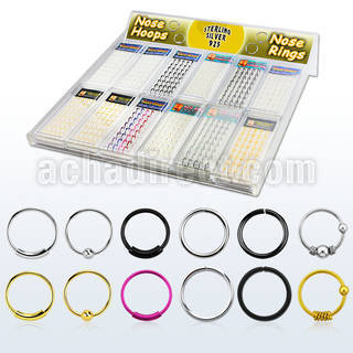 tranh1 display 580 aros nariz plata 12 contenedores 40 aros nariz plata oro 18 kts bola aros nariz continuos distribuidor