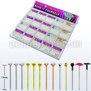 trany2 display piercing nariz doblar tu mismo plata esterlina 0 6mm oro rosa zirconia claras redondas 1 5mm distribuidor mayorista