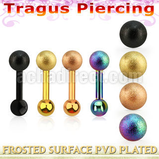 trgt35 pvd plated steel tragus piercing 4mm frosted steel ball