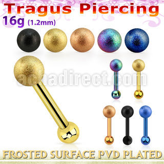 trgt35 pvd plated steel tragus piercing 4mm frosted steel ball