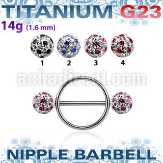 uafnpe8 nipple shield w titanium bar w 2 8mm multi crystal balls