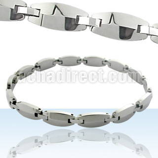 ub119 high polished tungsten bracelet with oval beveled links
