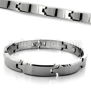 ub129 matte tungsten bracelet with interlocking links
