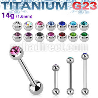 ubbcs titanium g23 barbell bezel set jewel ball plain ball