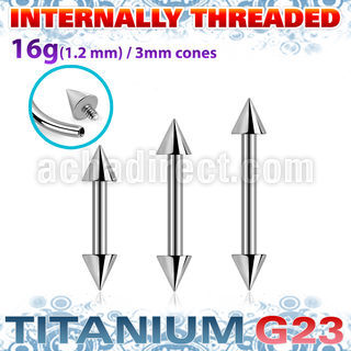 ubbecn3i titanium g23 internal barbell 3mm cones