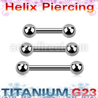 ubber31 titanium g23 helix barbell, 16g (1.2mm) w two 3mm balls