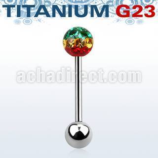 ubbfr6r barbell lengua titanio g23 bola multi cristal ferido 6mm rayas colores rasta bola titanio 5mm inferior distribuidor