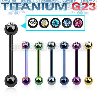 ubbtcs titanium g23 tongue barbell w top 5mm jewel ball