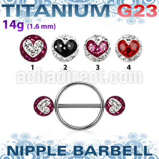ubfnpe8 nipple shield w titanium bar w 2 8mm multi crystal balls