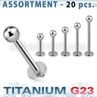 ublk03 bulk body of titanium g23 labret with 3mm balls