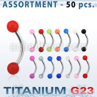 ublk139 surtido piercings 50 bananas ceja titanio g23 bolas acrilico uv 3mm distribuidor mayorista