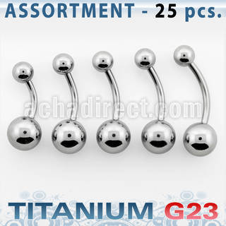 ublk196 surtido piercings 25 piercings ombligo titanio g23 bolas 5 8mm al por mayor