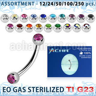 ublk486 eo gas sterilized piercing: titanium g23 eyebrow banana 3mm