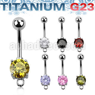 ubnczh titanium g23 belly banana with 8mm prong set cz hoop