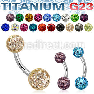 ubnfr56 titanium g23 banana belly ring with ferido balls