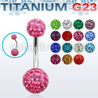 ubnfr68 titanium g23 banana belly ring with 6 8mm ferido balls