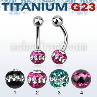 ubnfr6d piercing ombligo titanio g23 bola titanio 5mm bola multi cristal ferido 6mm triple linea distribuidor mayorista