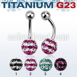 ubnfr8d piercing ombligo titanio g23 bola titanio 5mm bola 8mm multi cristal ferido triple linea al por mayor
