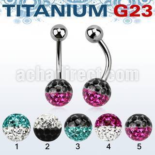 ubnfr8e piercing ombligo titanio g23 bola titanio 5mm bola 8mm multi cristal ferido colores distribuidor