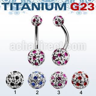 ubnfrga piercing ombligo titanio g23 bolas 5 8mm multi cristal ferido puntos mayorista